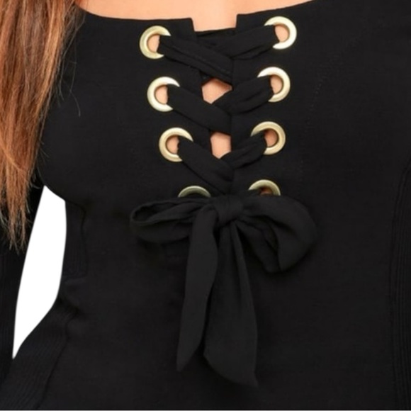 Free People Looking Back Black Lace-Up Top - Picture 5 of 12